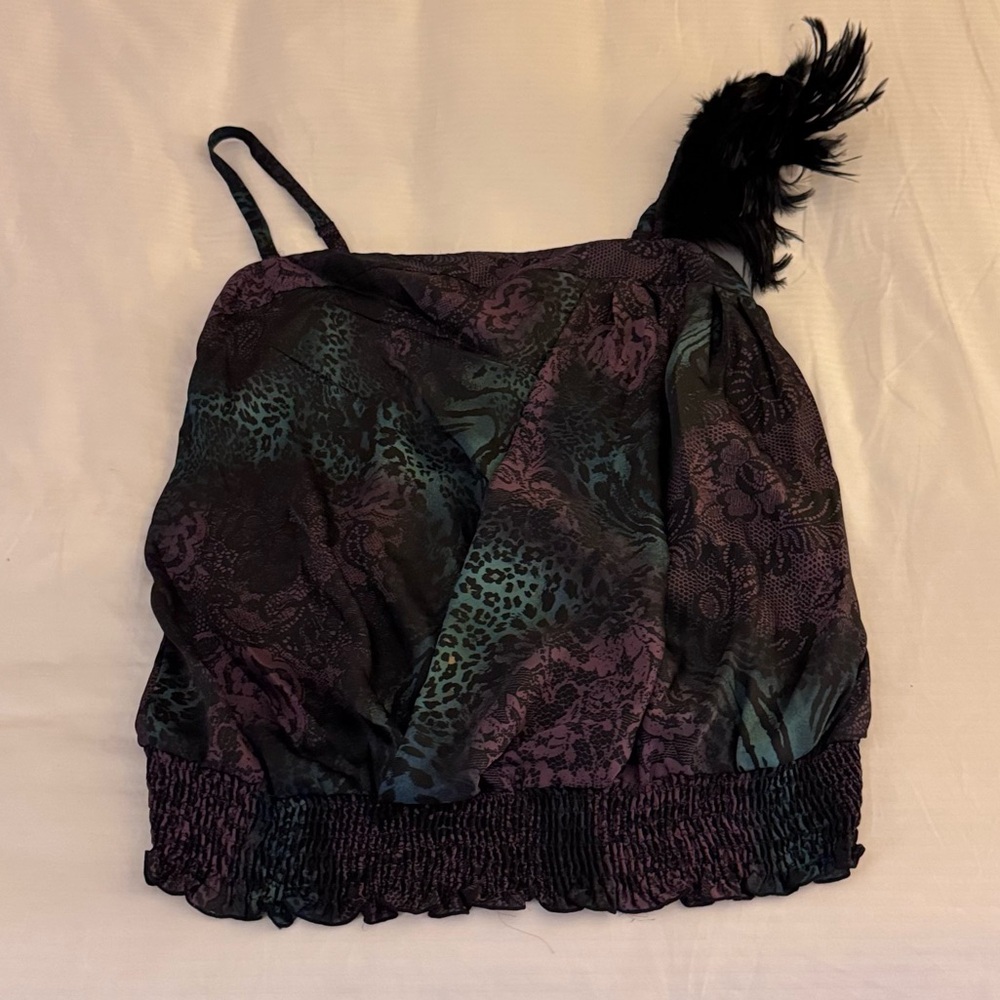 Bisou Bisou Y2K Feather Strap Blouse